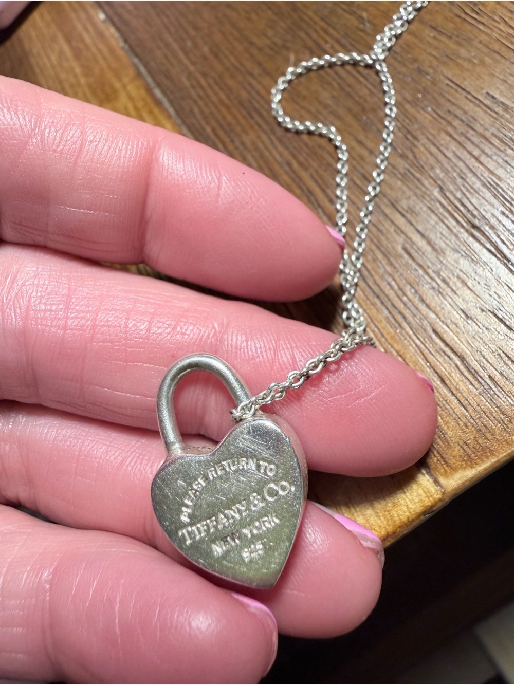 Tiffany & Co. Silver Heart Padlock Pendant Necklace